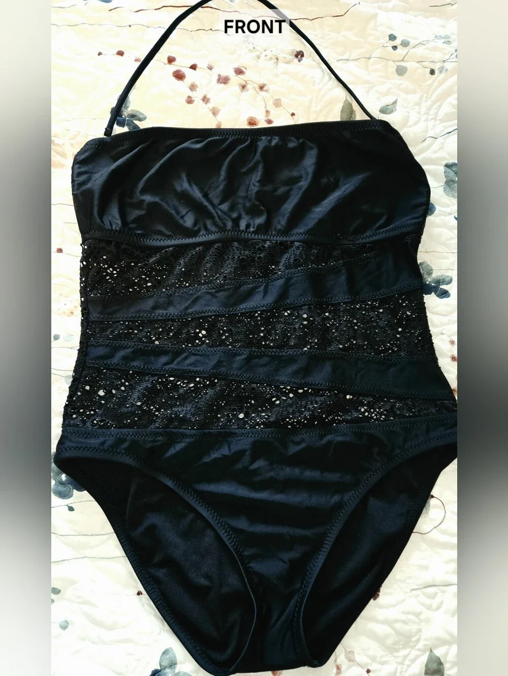 Women's Black Lace One-Piece Swimsuit